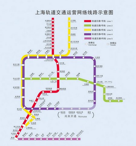 Carte : Plan du mÃ©tro de Shanghai (Chine)