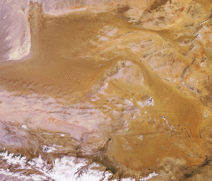 Image satellite  (ENVISAT) : Le désert de Gobi (Credit image : ESA)