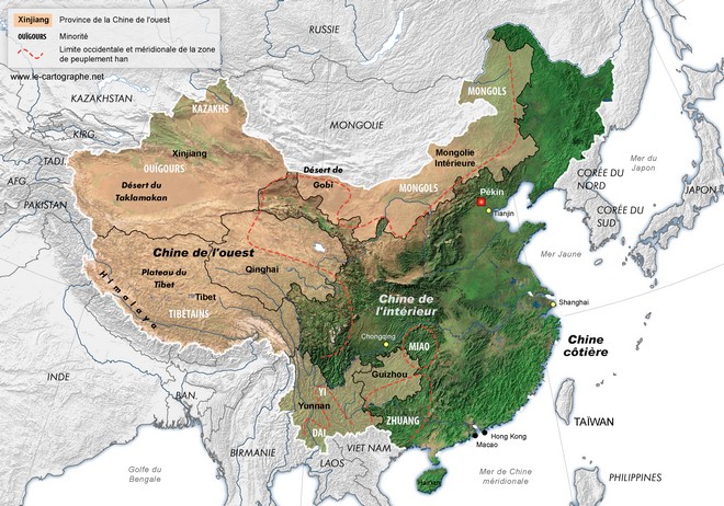 Carte - La Chine de l'ouest