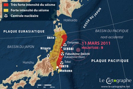 Carte : Épicentre du tremblement de terre du 11 mars 2011 au Japon