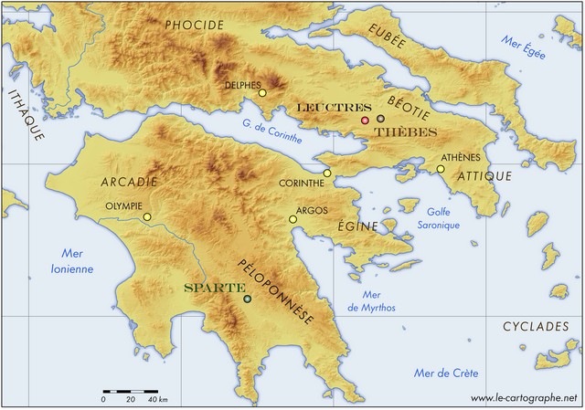 Carte : Leuctres et la Grèce antique