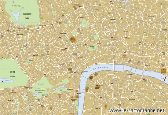 Carte : Londres et son centre touristique
