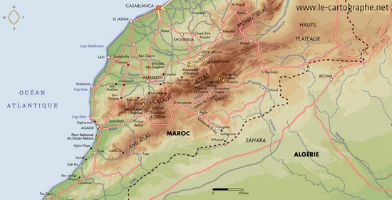 Carte : Géographie du sud Maroc