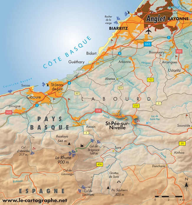 Carte : Anglet dans le Pays basque français