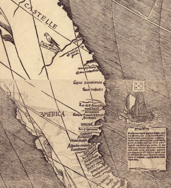 Détail Carte : Le planisphère de Waldseemüller, baptême de l'Amérique (1507)