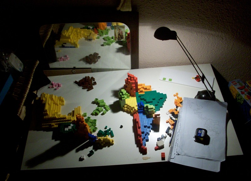  Photo : un cartogramme en Legos : les migrations sur le continent américain