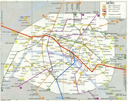 Carte : Plan du métro parisien en 1978