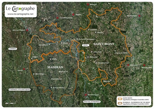 Image satellite : l'appellation Plaimont