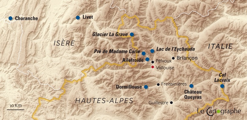 Carte des lieux représentés dans les gravures