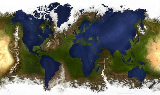 Image "satellite" : les océans et les terre inversés