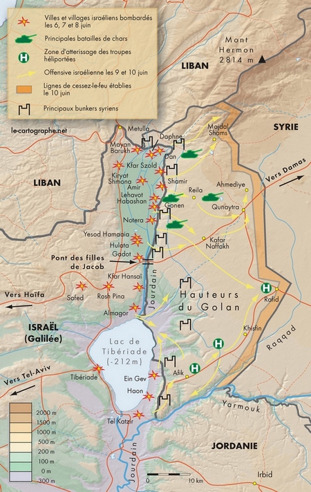 Carte : Le Golan dans la guerre des Six-Jours