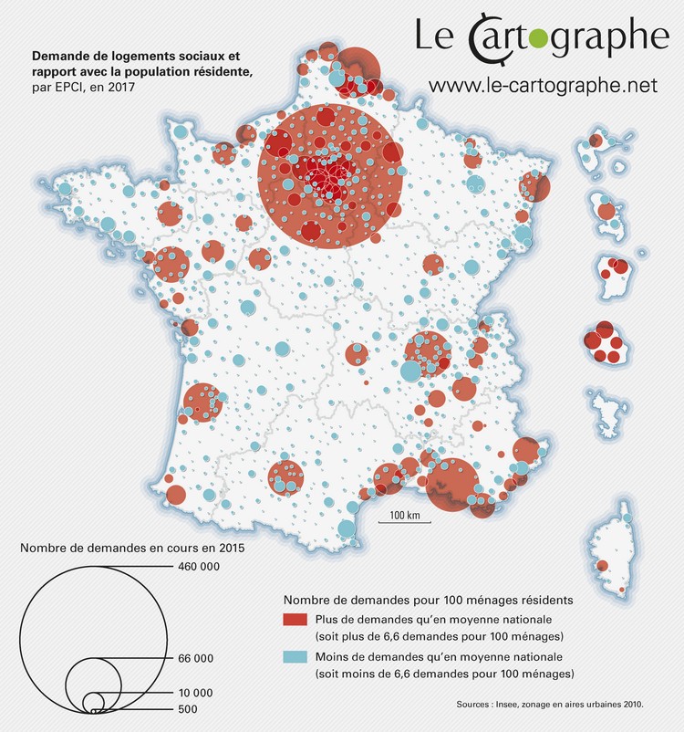 Carte : Les demandes de logements sociaux en France