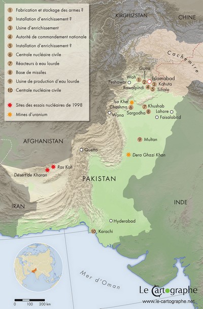 Carte : Les installations nucléaires au Pakistan