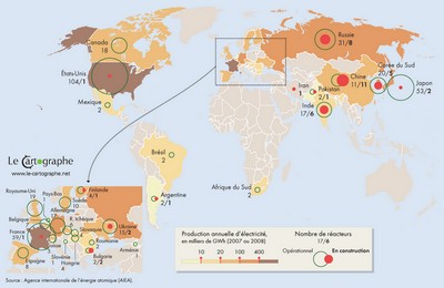 Carte : Les réacteurs installés dans le monde