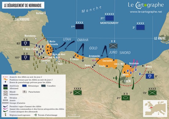 Carte : Le débarquement de Normandie