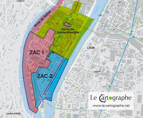 Carte : Périmètre des concessions de la presqu'île lyonnaise