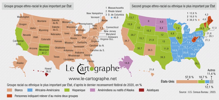 Carte : La diversité ethnoraciale aux États-Unis