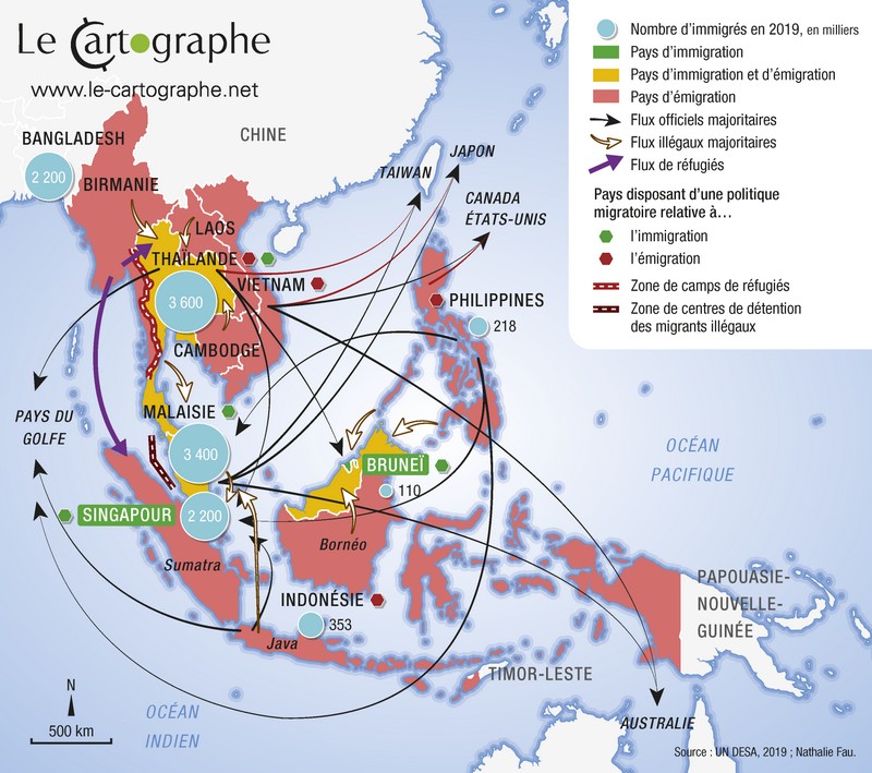 Les flux migratoires du sud-est asiatiques