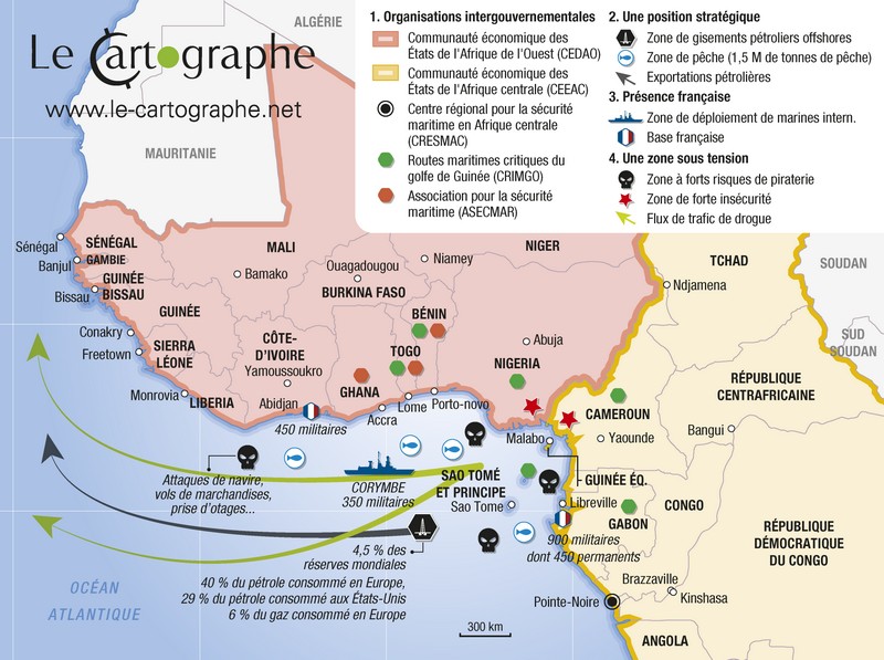 Carte : La piraterie dans le golfe de Guinée en 2018