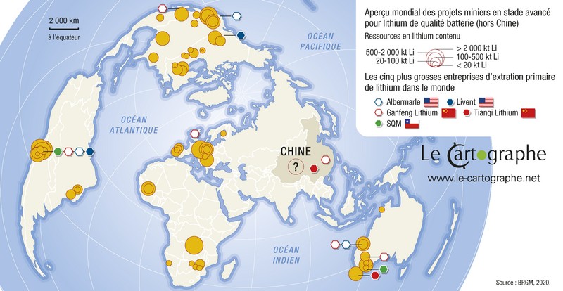 Carte : L'extraction du lithium et les grandes entreprises