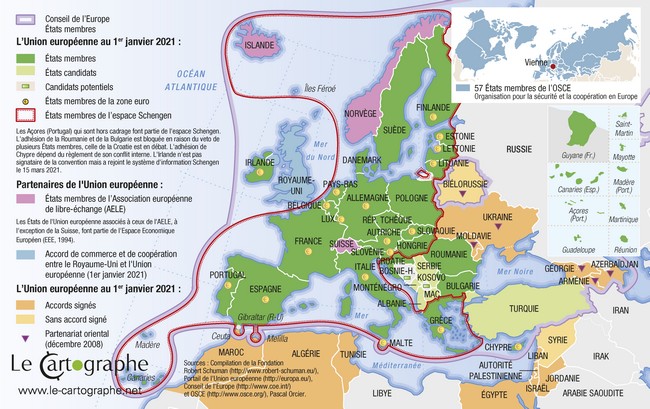Carte : Les limites variable de l'Union européenne