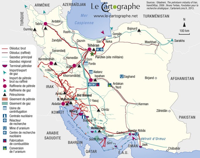 Carte : Iran, Pétrole et atome : l'abondance