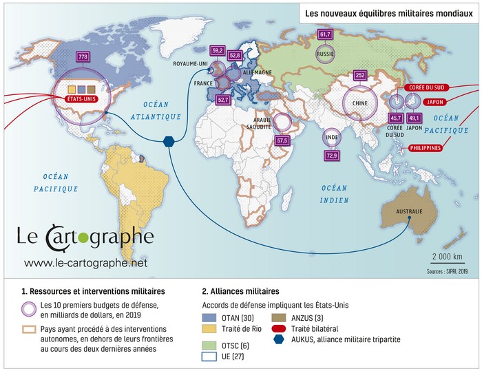 Carte : Les nouveaux équilibres militaires mondiaux