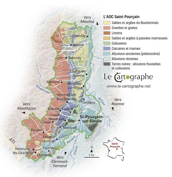 Carte géologique de l'AOC Saint-Pourçain