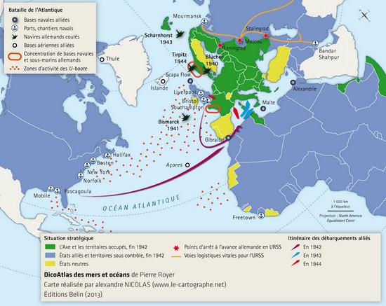 Carte : La bataille de l'Atlantique