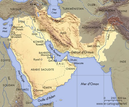 Carte : Le Grand Golfe (Moyen-Orient)