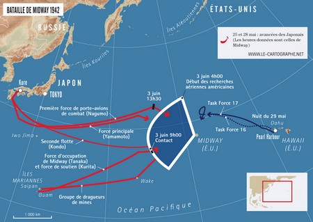 Carte : La Bataille de Midway, 1942
