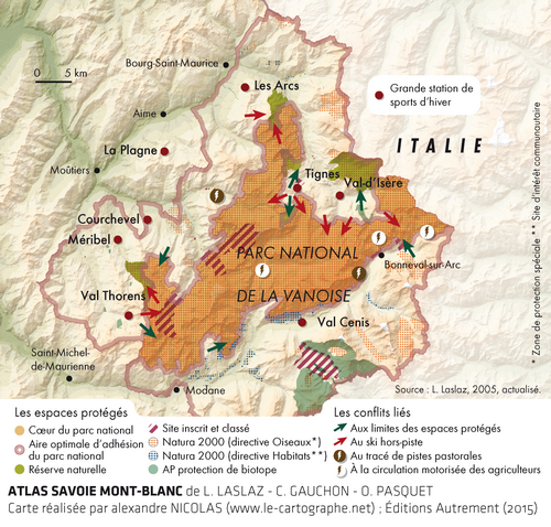 Carte : le Parc National de la Vanoise au défi des sports d'hiver