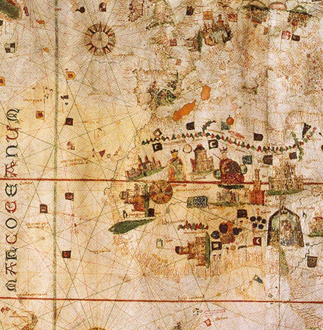 Fragment du portulan de Juan de la Cosa (1500) Fragment du portulan de Juan de la Cosa (1500)
